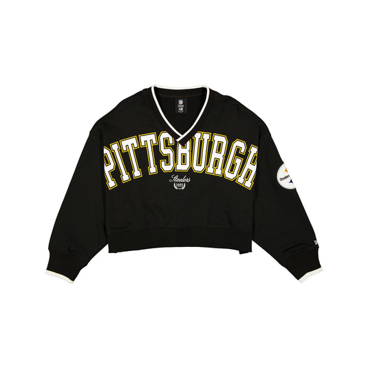 Pittsburgh Steelers Throwback Prep Women's Cropped Crewneck - New Era Cap
