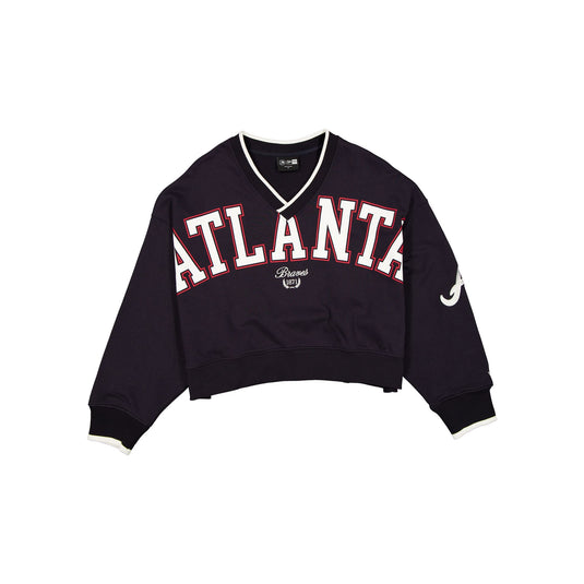 Atlanta Braves Throwback Prep Women's Cropped Crewneck - New Era Cap