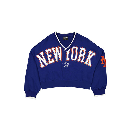 New York Mets Throwback Prep Women's Cropped Crewneck - New Era Cap