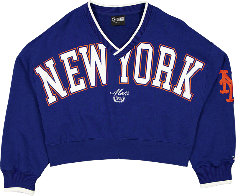 New York Mets Throwback Prep Women's Cropped Crewneck