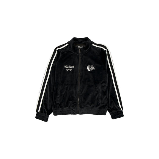 Chicago Blackhawks Throwback Prep Black Women's Track Jacket - New Era Cap