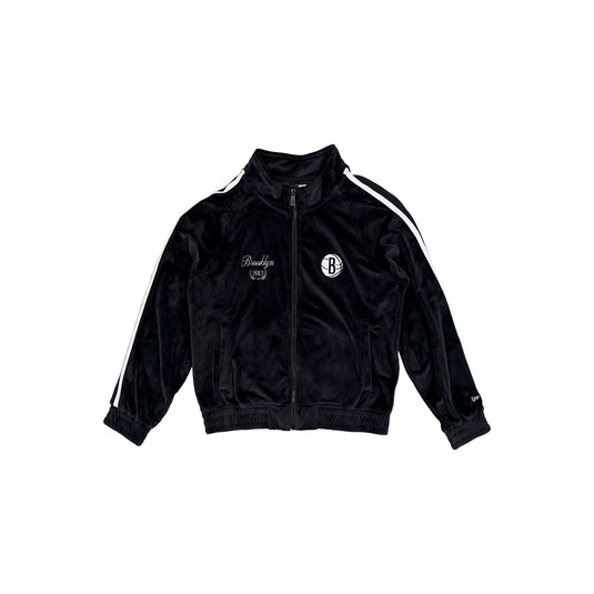 Brooklyn Nets Throwback Prep Black Women's Track Jacket - New Era Cap