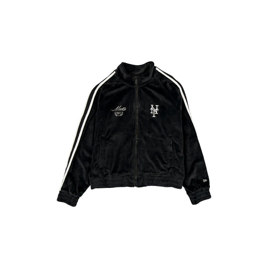New York Mets Throwback Prep Black Women's Track Jacket - New Era Cap