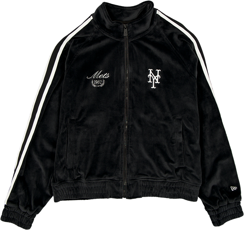 New York Mets Throwback Prep Black Women's Track Jacket