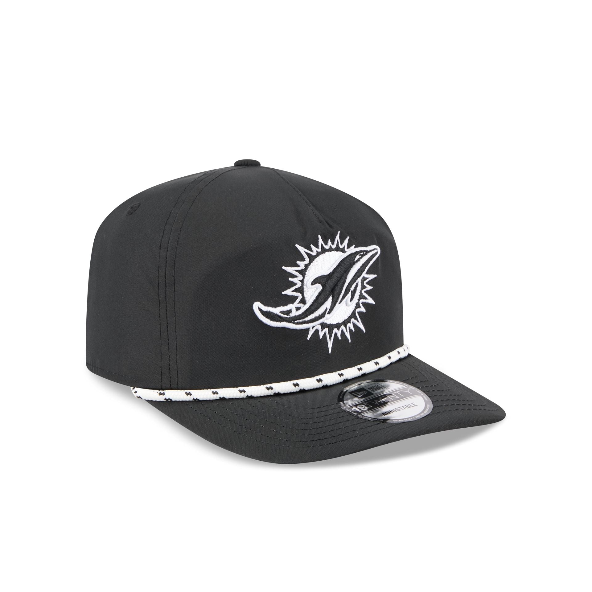 Miami Dolphins Black and White Rope 19TWENTY Snapback Hat