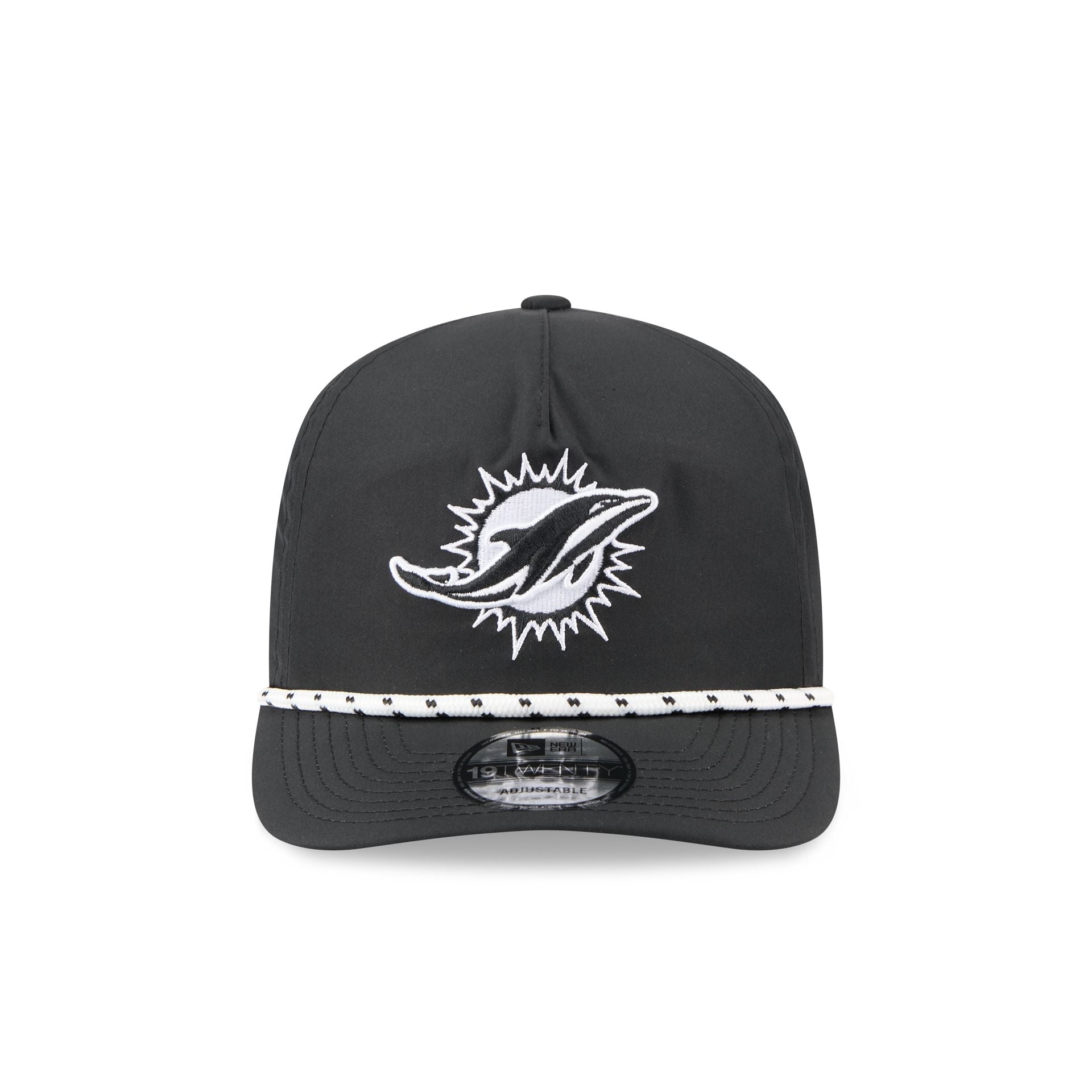 Miami Dolphins Black and White Rope 19TWENTY Snapback Hat