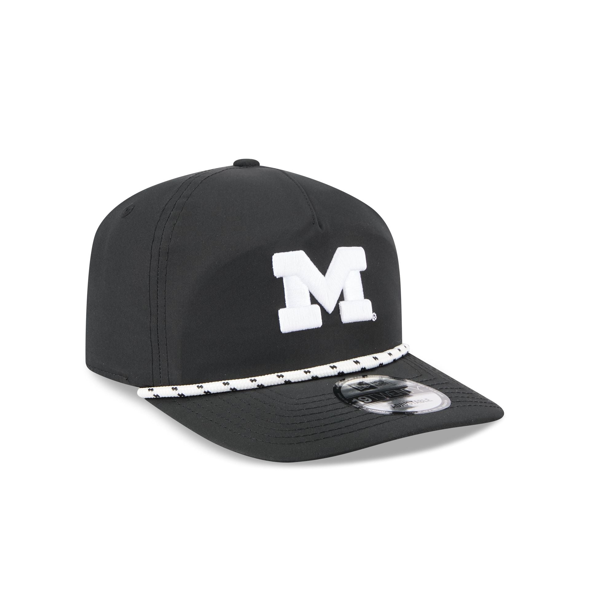 Michigan Wolverines Black and White Rope 19TWENTY Snapback Hat