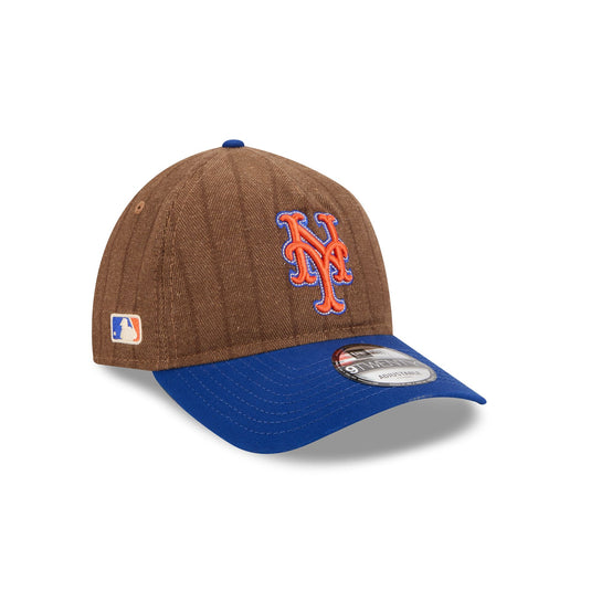 New York Mets Three Looms Wool Pinstripe 9TWENTY A-Frame Adjustable Hat - New Era Cap