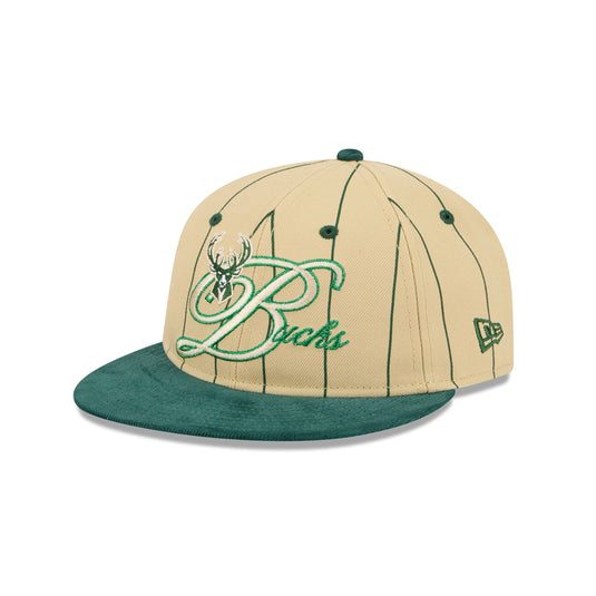 Milwaukee Bucks Pinstripe Script Retro Crown 9FIFTY Adjustable Hat - New Era Cap