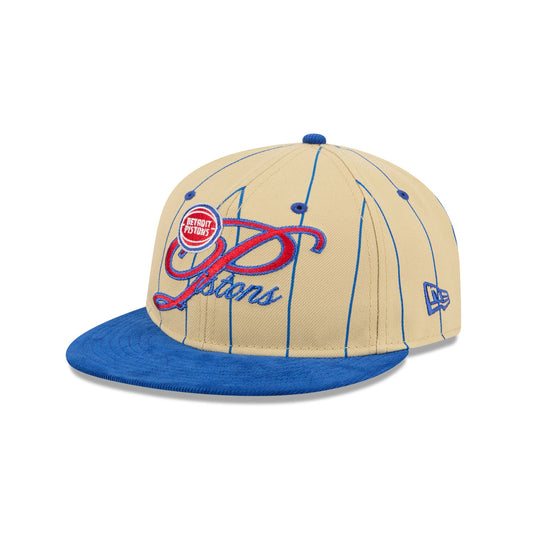 Detroit Pistons Pinstripe Script Retro Crown 9FIFTY Adjustable Hat - New Era Cap