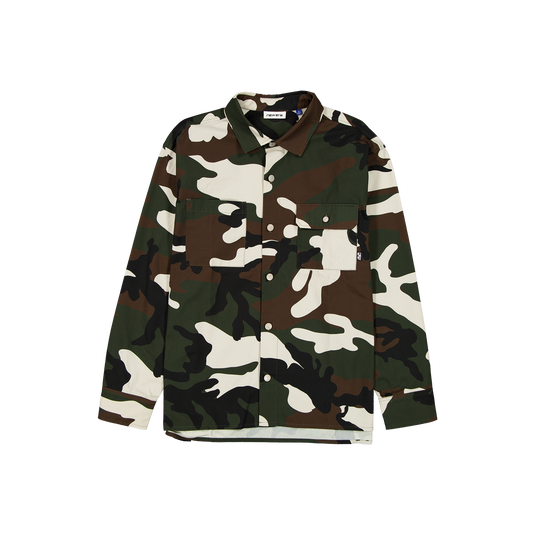 New Era Branded Woodland Camo Military Overshirt - New Era Cap