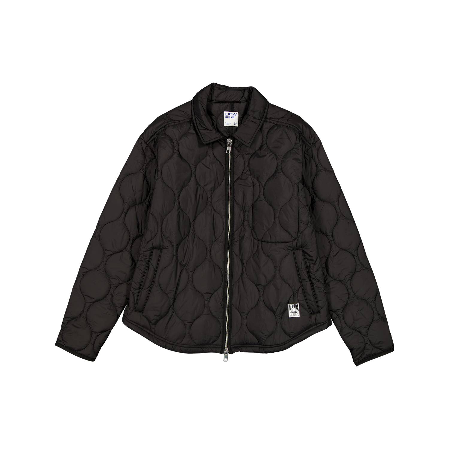 New Era Branded Black Quilted Captain Shacket
