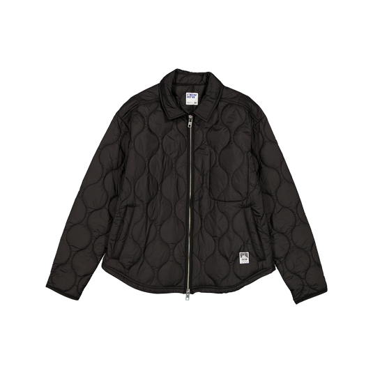 New Era Branded Black Quilted Captain Shacket - New Era Cap