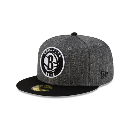 Just Caps Black Pinstripe Brooklyn Nets 59FIFTY Fitted Hat - New Era Cap