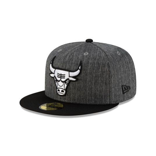 Just Caps Black Pinstripe Chicago Bulls 59FIFTY Fitted Hat - New Era Cap