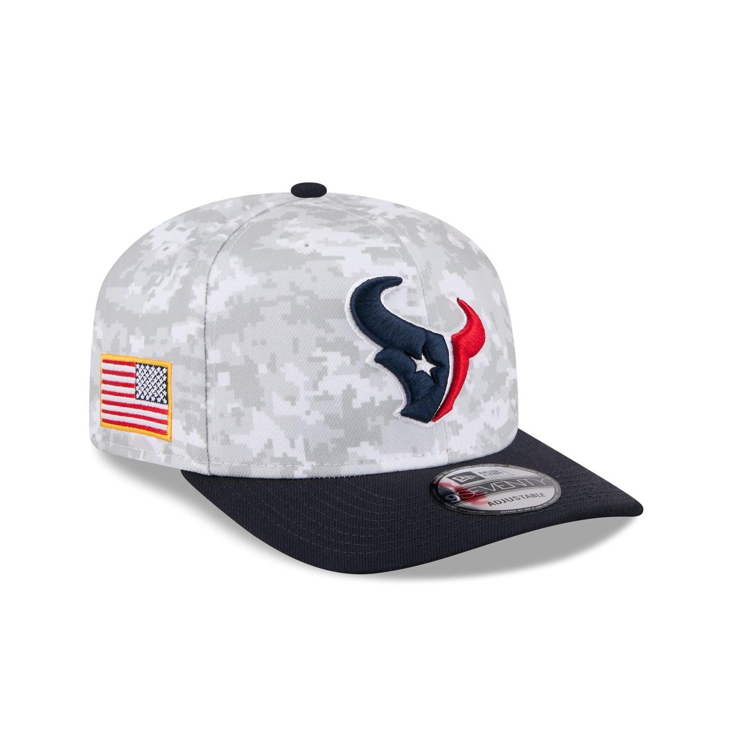 Houston Texans 2025 Salute to Service Fan Gear 9SEVENTY Stretch-Snap Hat