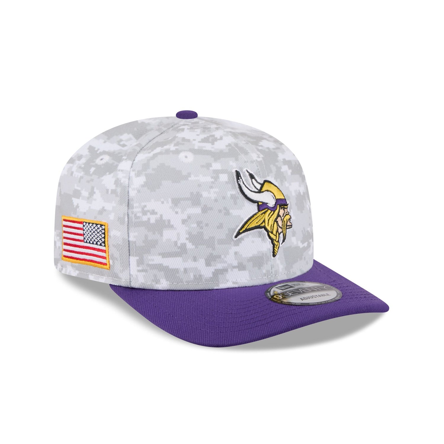 Minnesota Vikings 2025 Salute to Service Fan Gear 9SEVENTY Stretch-Snap Hat