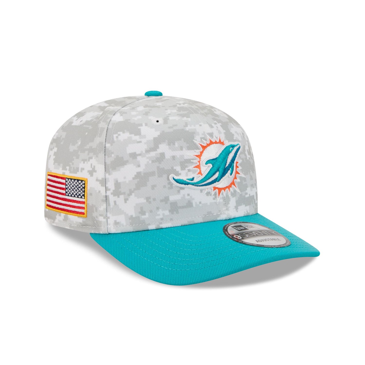 Miami Dolphins 2025 Salute to Service Fan Gear 9SEVENTY Stretch-Snap Hat