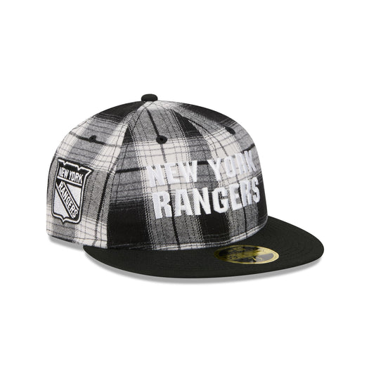 New York Rangers Grunge Plaid Retro Crown 59FIFTY Fitted Hat - New Era Cap