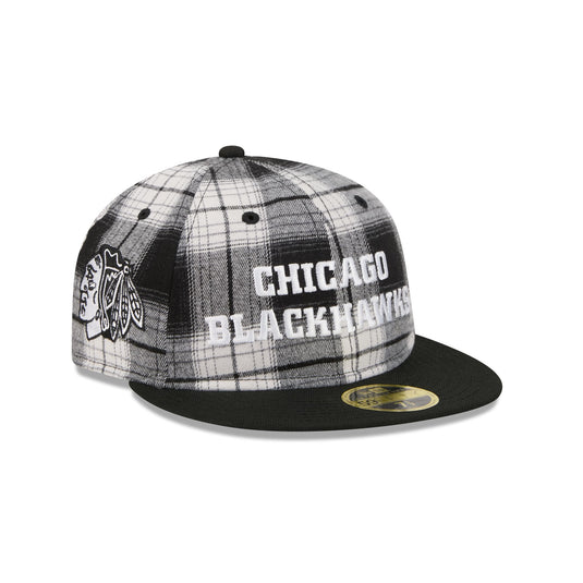 Chicago Blackhawks Grunge Plaid Retro Crown 59FIFTY Fitted Hat - New Era Cap