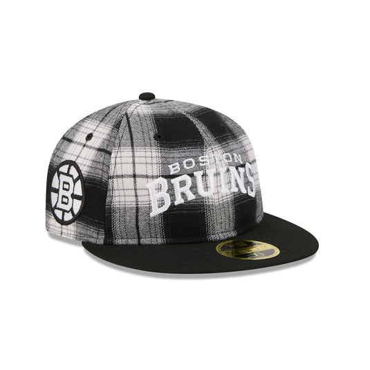 Boston Bruins Grunge Plaid Retro Crown 59FIFTY Fitted Hat - New Era Cap