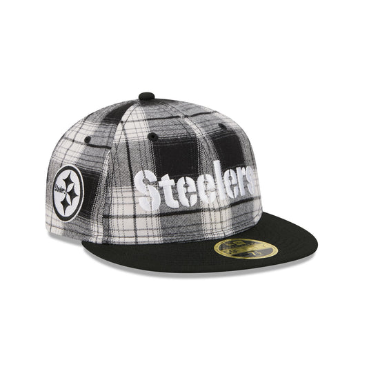 Pittsburgh Steelers Grunge Plaid Retro Crown 59FIFTY Fitted Hat - New Era Cap