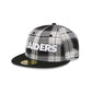 Las Vegas Raiders Grunge Plaid Retro Crown 59FIFTY Fitted Hat