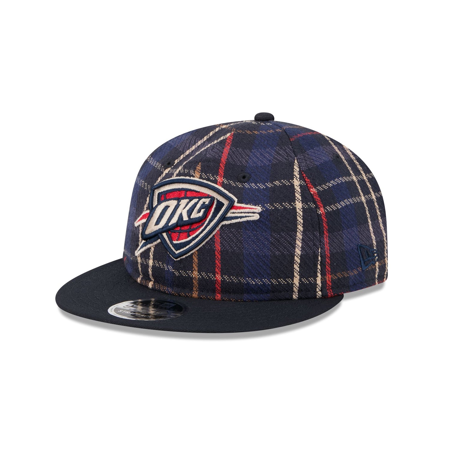 Oklahoma City Thunder Grunge Plaid Retro Crown 9FIFTY Adjustable Hat