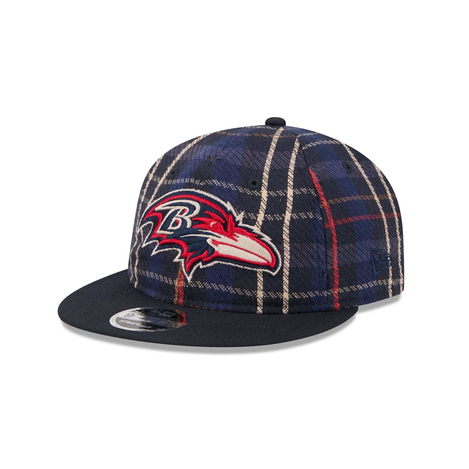 Baltimore Ravens Grunge Plaid Retro Crown 9FIFTY Adjustable Hat