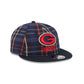 Green Bay Packers Grunge Plaid Retro Crown 9FIFTY Adjustable Hat