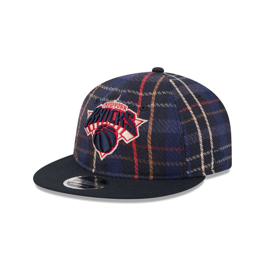 New York Knicks Grunge Plaid Retro Crown 9FIFTY Adjustable Hat - New Era Cap