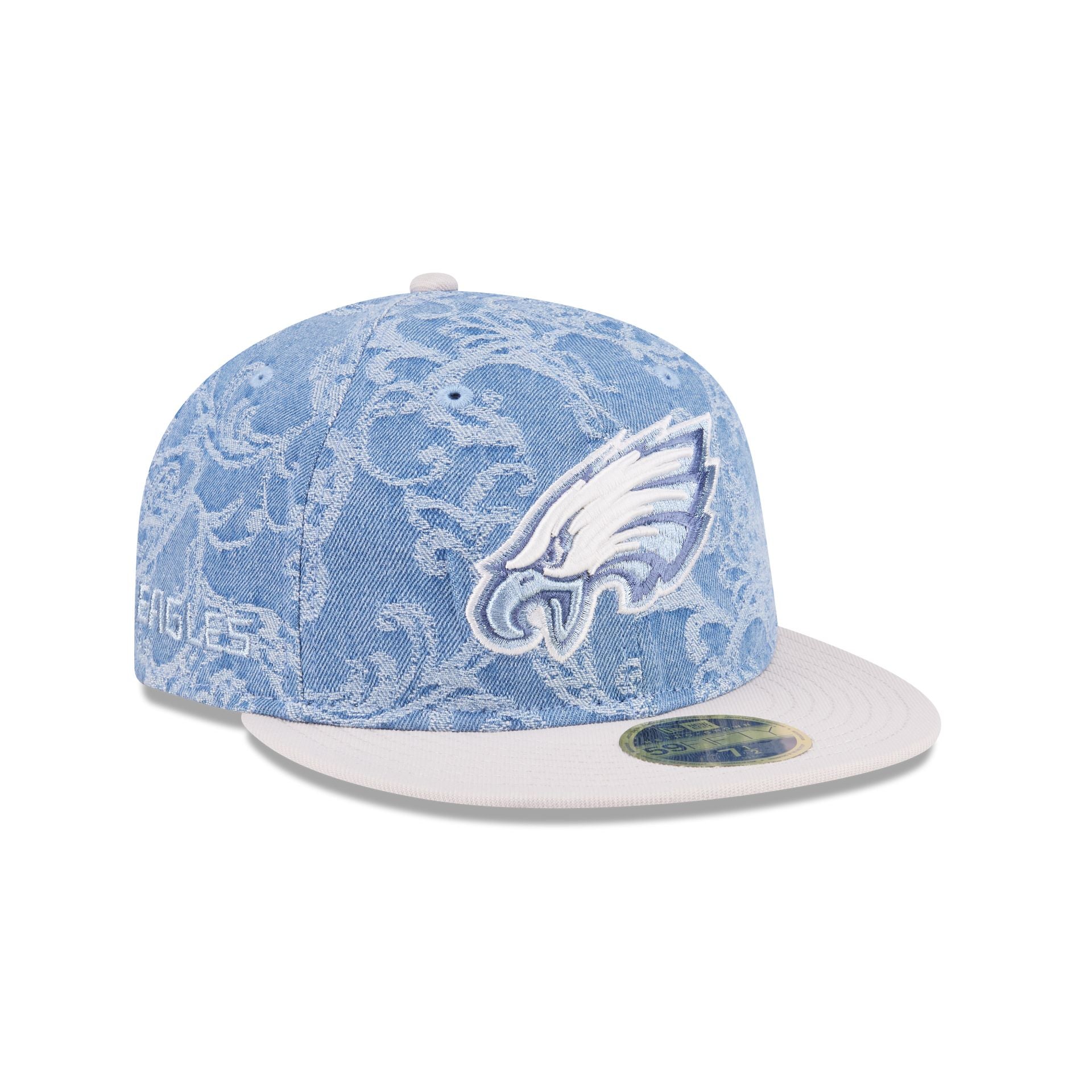Just Caps Jacquard Denim Philadelphia Eagles Retro Crown 59FIFTY Fitted Hat