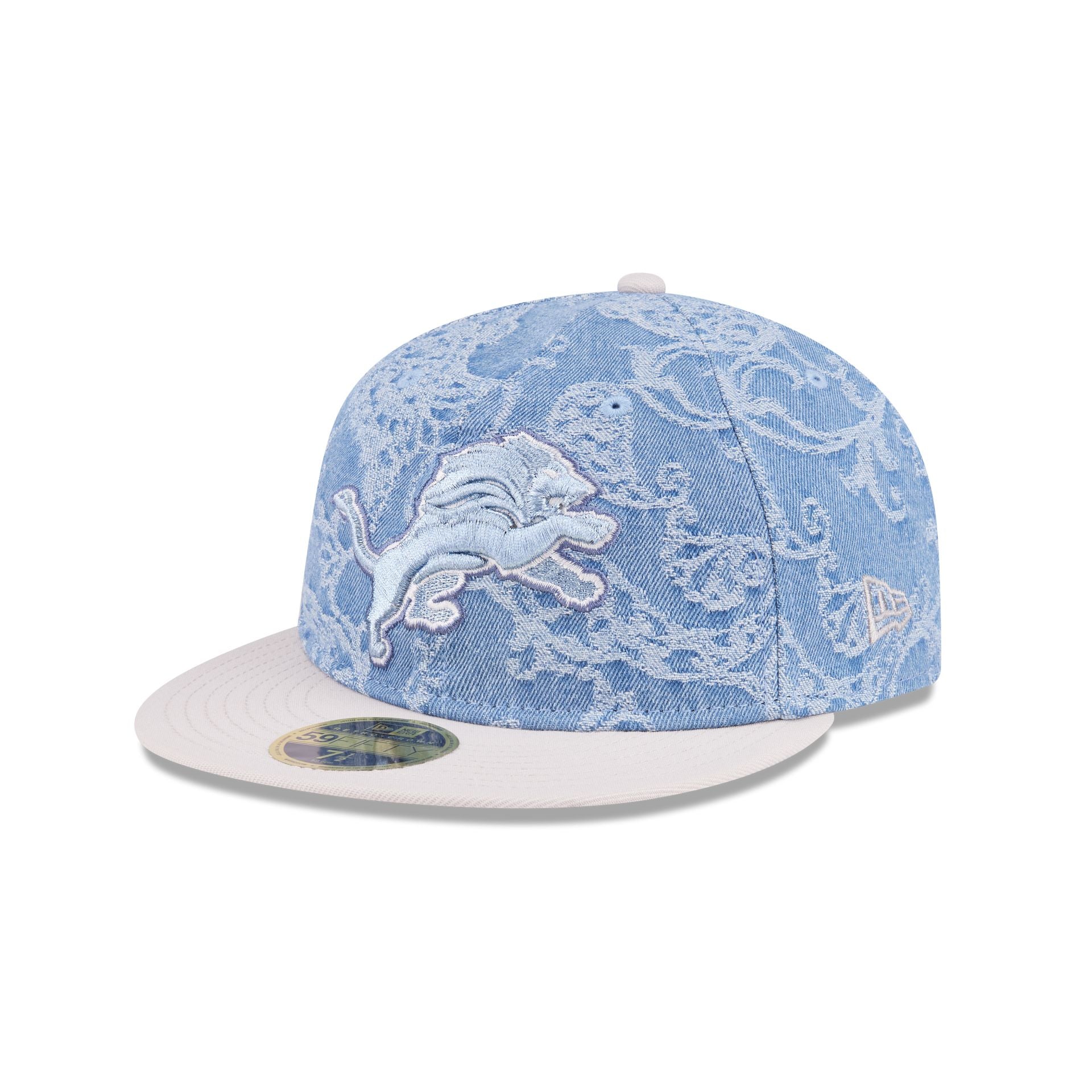Just Caps Jacquard Denim Detroit Lions Retro Crown 59FIFTY Fitted Hat