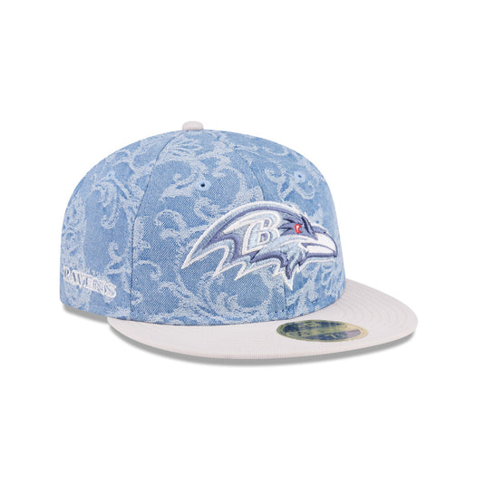 Just Caps Jacquard Denim Baltimore Ravens Retro Crown 59FIFTY Fitted Hat - New Era Cap