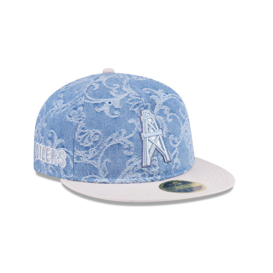 Just Caps Jacquard Denim Oilers Retro Crown 59FIFTY Fitted Hat - New Era Cap
