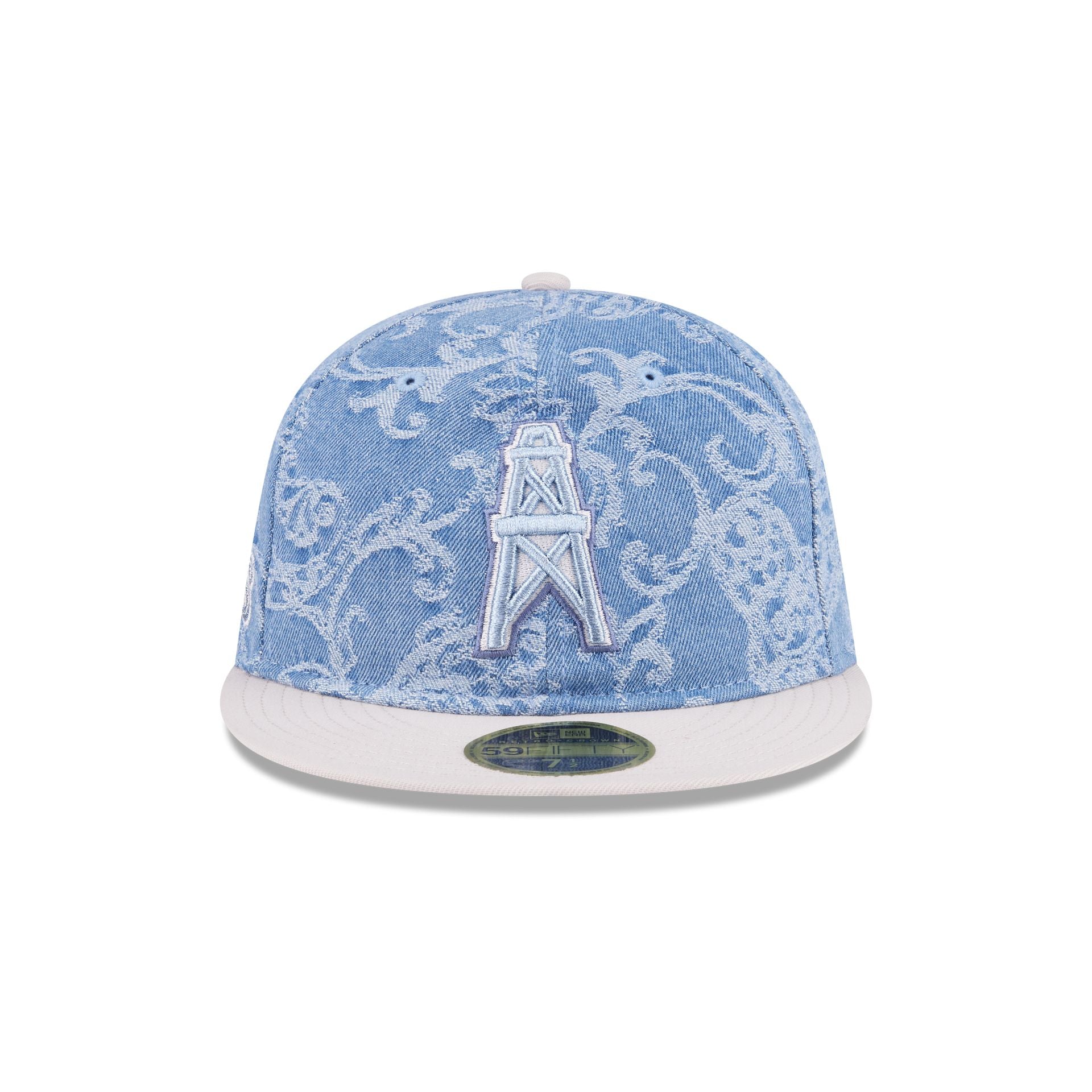 Just Caps Jacquard Denim Oilers Retro Crown 59FIFTY Fitted Hat