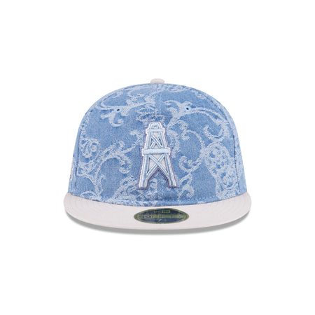 Just Caps Jacquard Denim Oilers Retro Crown 59FIFTY Fitted Hat