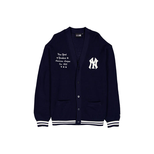 New York Yankees Collegiate Script Navy Cardigan - New Era Cap