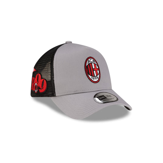AC Milan Patch Gray 9FORTY A-Frame Trucker Hat - New Era Cap