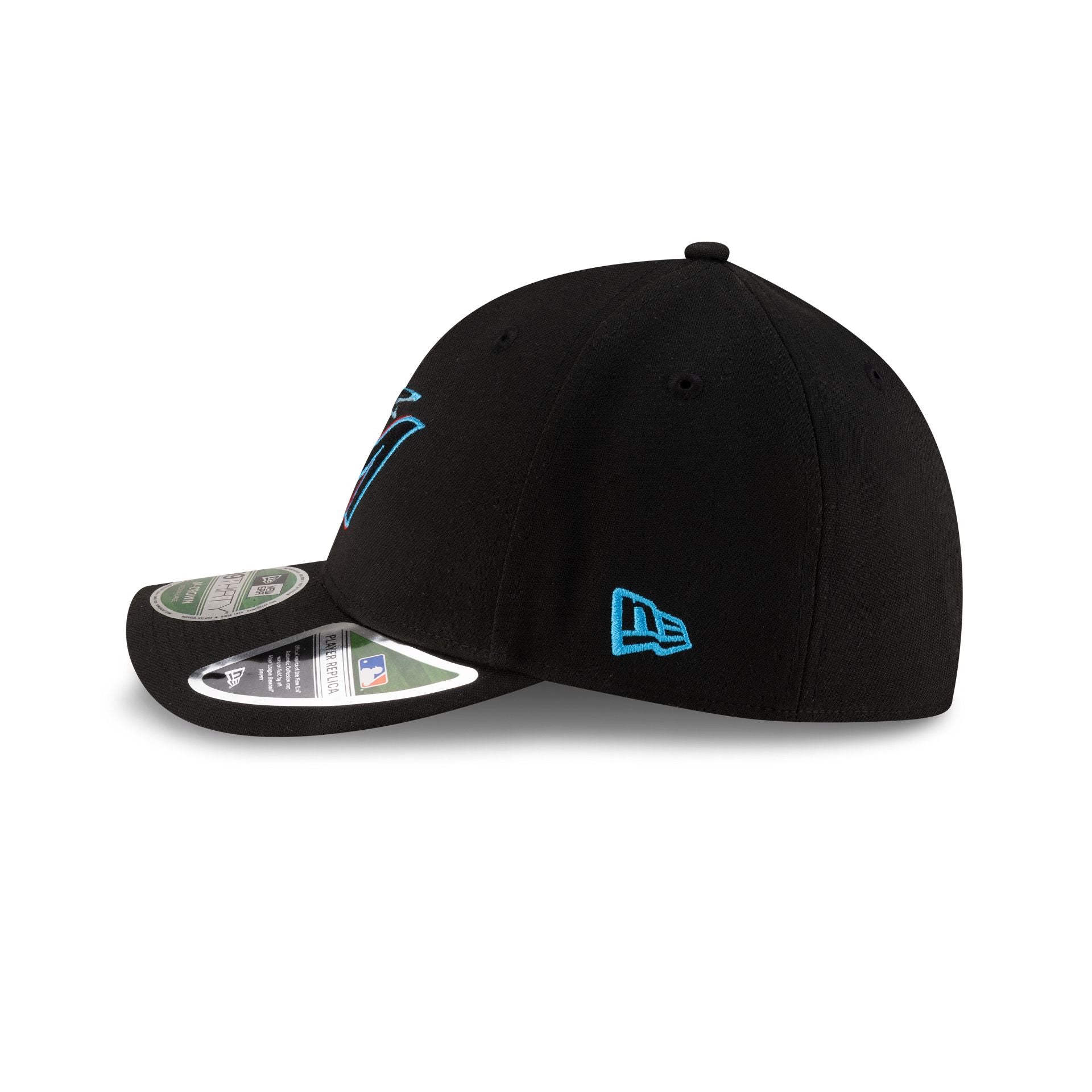 ニューエラ マイアミ・マーリンズ 39THIRTY L/XL 黒 Miami Marlins Player Replica 39THIRTY M-Crown Stretch Fit Hat