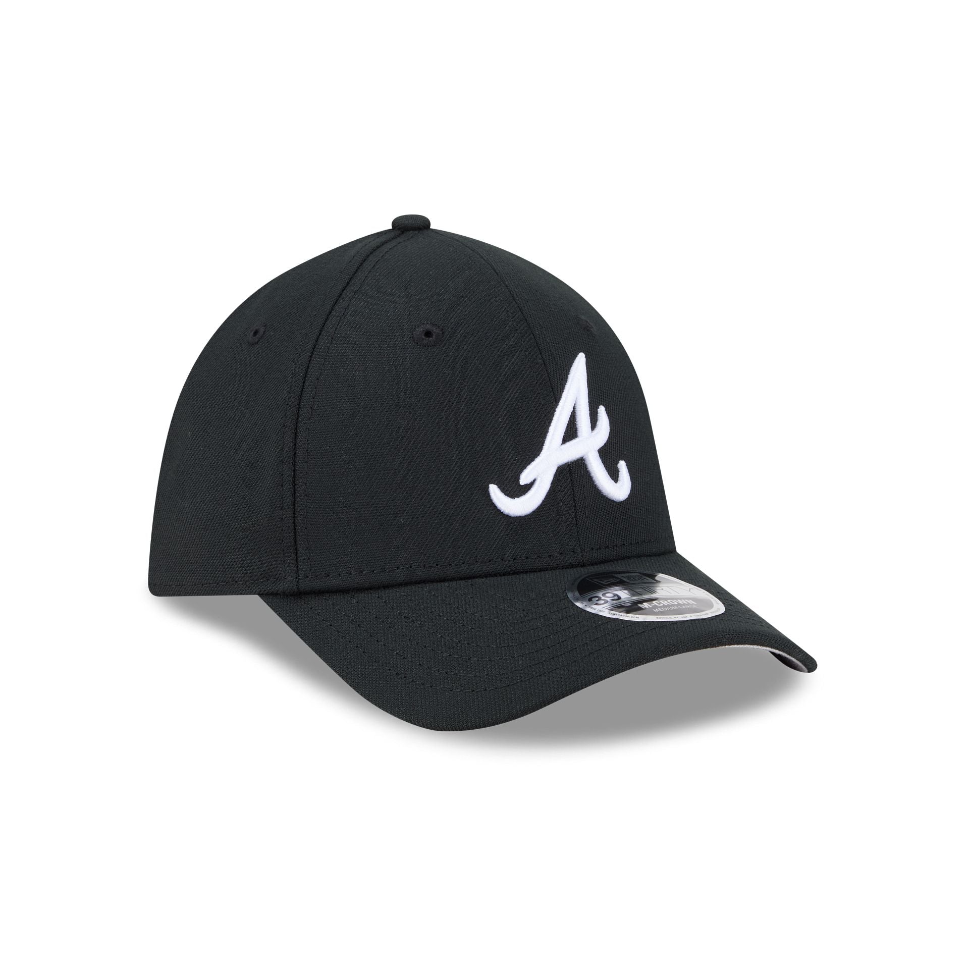 Atlanta Braves Black and White 39THIRTY M-Crown Stretch Fit Hat