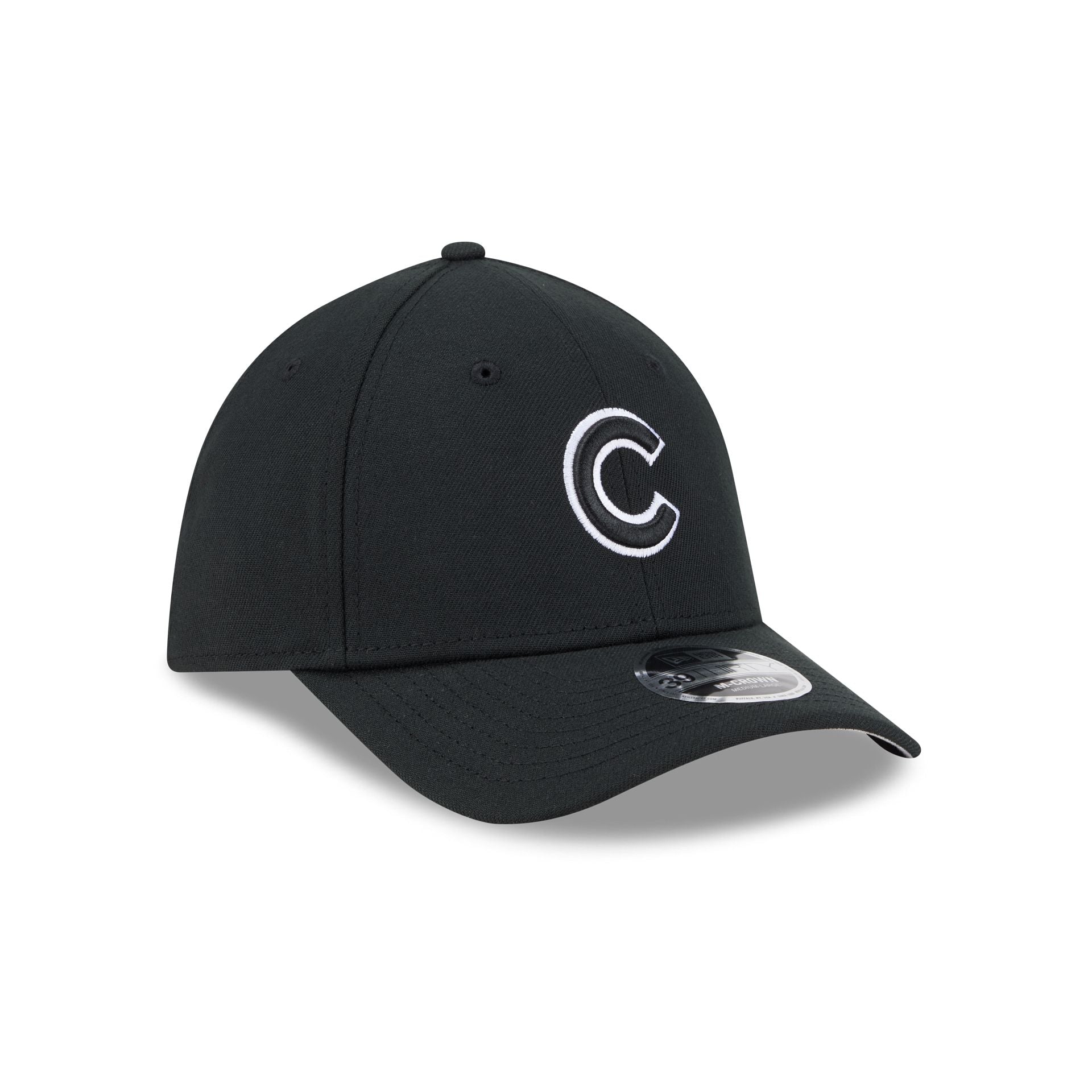 Chicago Cubs Black and White 39THIRTY M-Crown Stretch Fit Hat