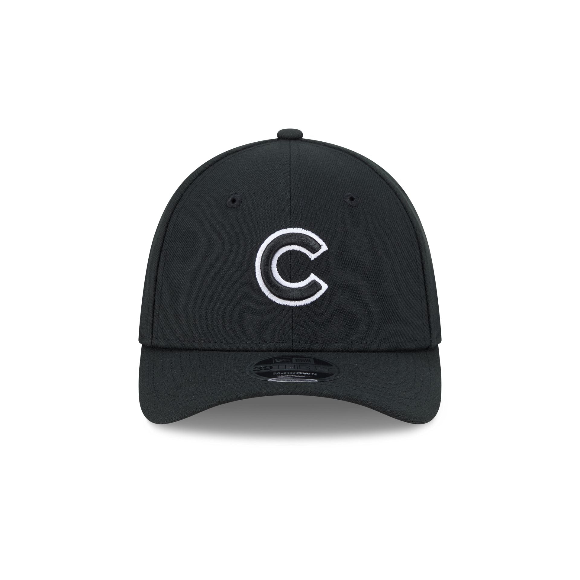 Chicago Cubs Black and White 39THIRTY M-Crown Stretch Fit Hat
