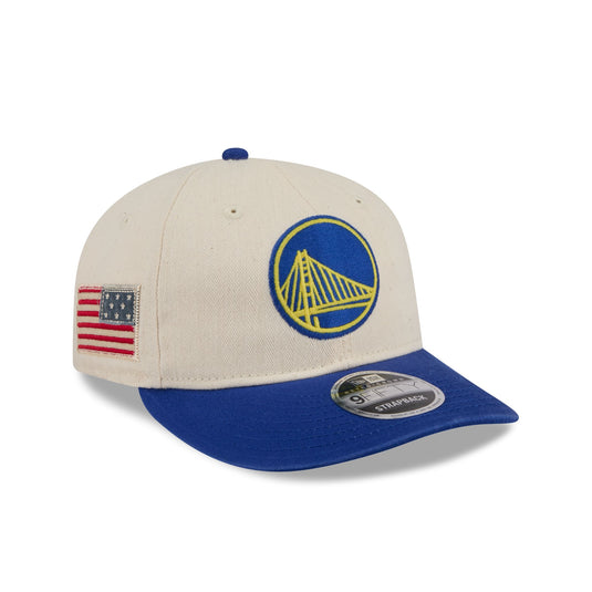 Golden State Warriors Three Looms Americana Herringbone Retro Crown 9FIFTY Adjustable Hat - New Era Cap