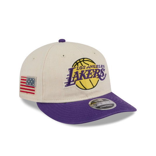 Los Angeles Lakers Three Looms Americana Herringbone Retro Crown 9FIFTY Adjustable Hat - New Era Cap