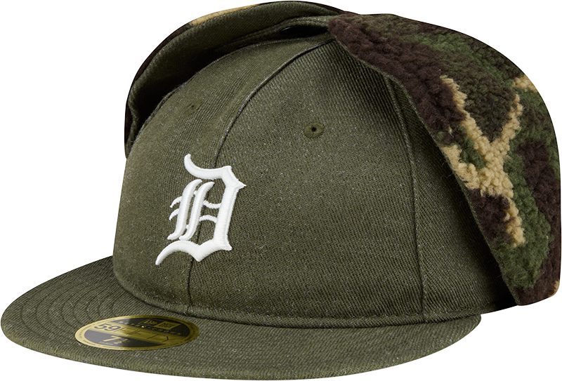 Detroit Tigers Three Looms Cotton Twill Camo Retro Crown Dog Ear 59FIFTY Fitted Hat