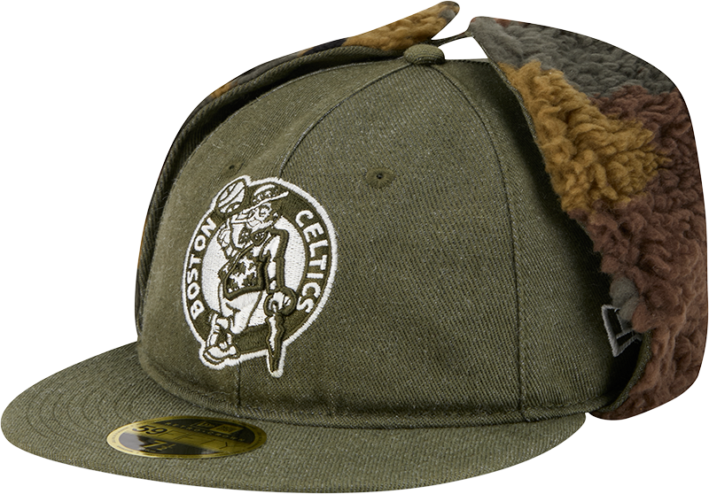 Boston Celtics Three Looms Cotton Twill Camo Retro Crown Dog Ear 59FIFTY Fitted Hat
