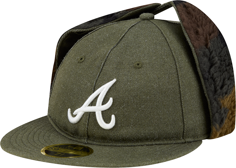 Atlanta Braves Three Looms Cotton Twill Camo Retro Crown Dog Ear 59FIFTY Fitted Hat