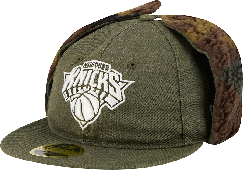 New York Knicks Three Looms Cotton Twill Camo Retro Crown Dog Ear 59FIFTY Fitted Hat