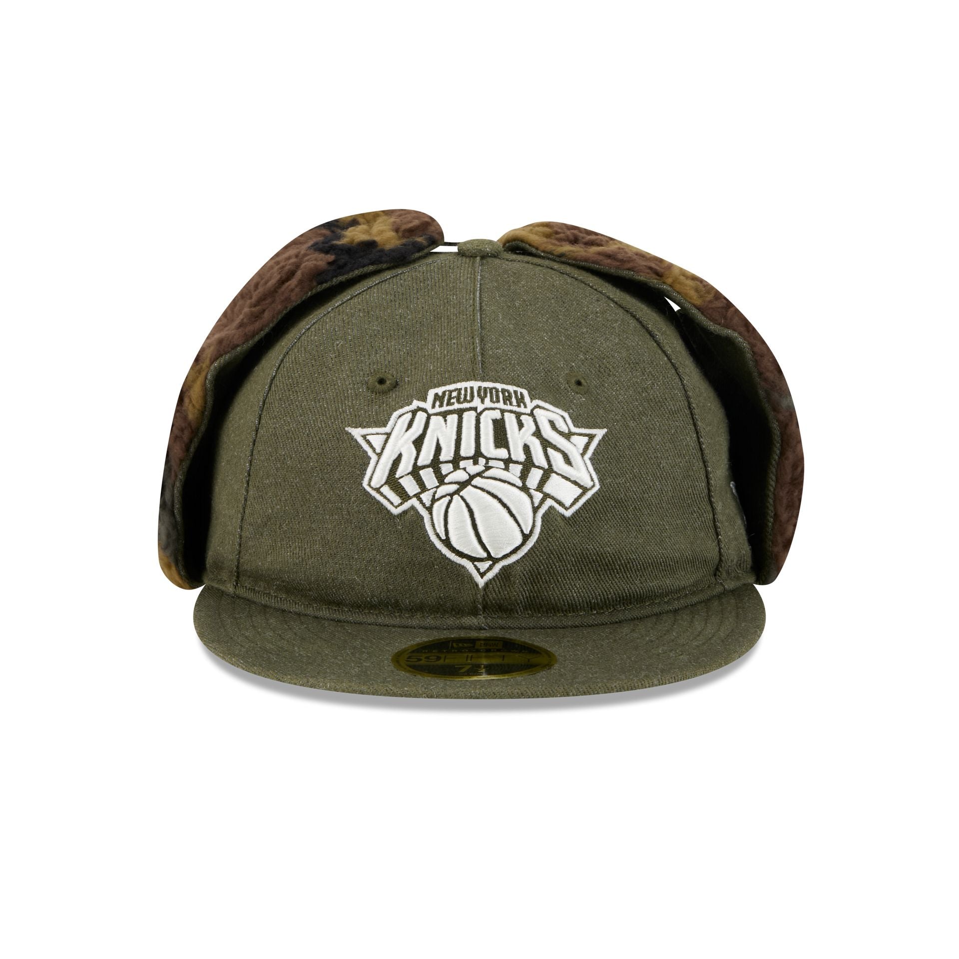 New York Knicks Three Looms Cotton Twill Camo Retro Crown Dog Ear 59FIFTY Fitted Hat